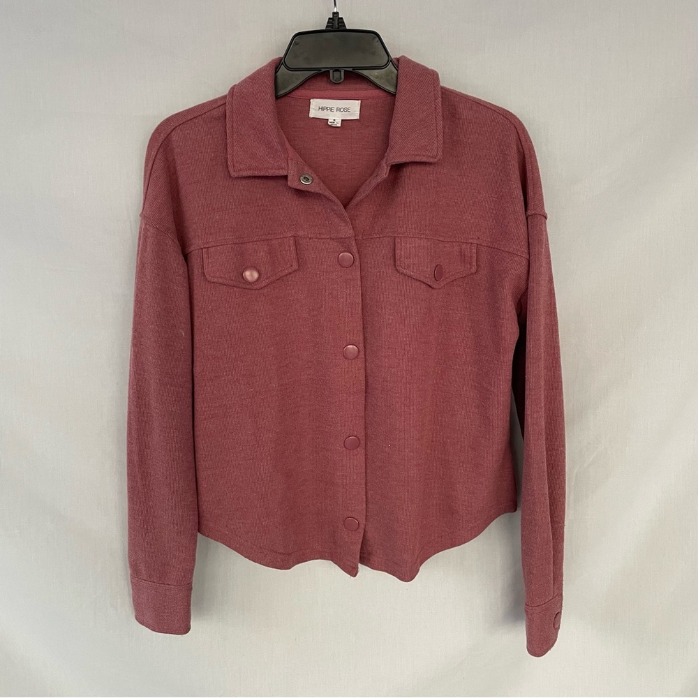 Hippie Rose Women’s Dusty Pink Sweater Jacket with Snap Closure Size Small